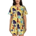 thumbnail image 1 of Qekee Musical Instruments Women's Pajama Set Short Sleeve Sleepwear Summer Home Wear with Pockets Soft Short Sleeve Shirt - Musical Instruments, 1 of 9
