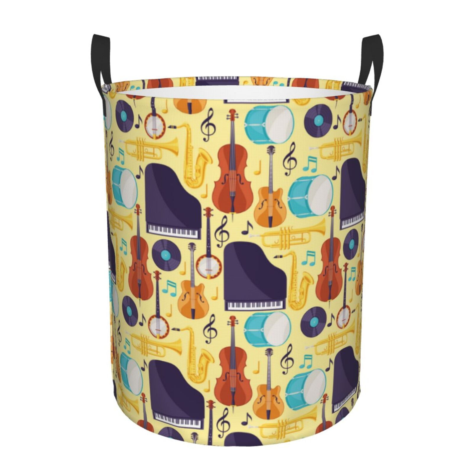 Qekee Musical Instruments print Laundry Hamper Basket, Hamper Basket ...
