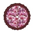Qekee Orchids Flowers Print Christmas Tree Skirt Xmas Trees Holiday
