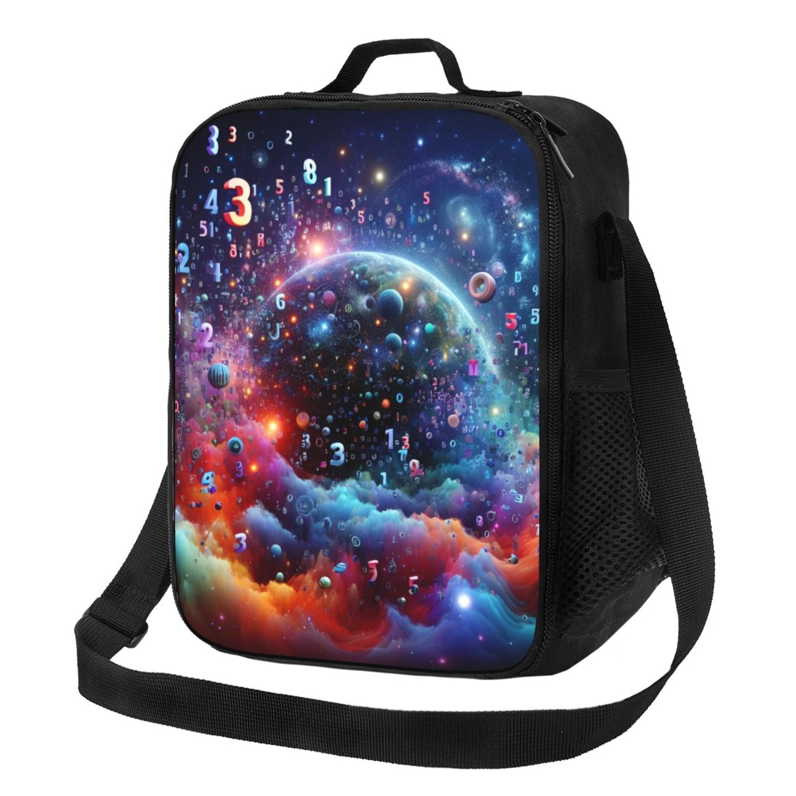Qekee Outer Space Floating Numbers And Letters for Insulated Lunch Bag ...