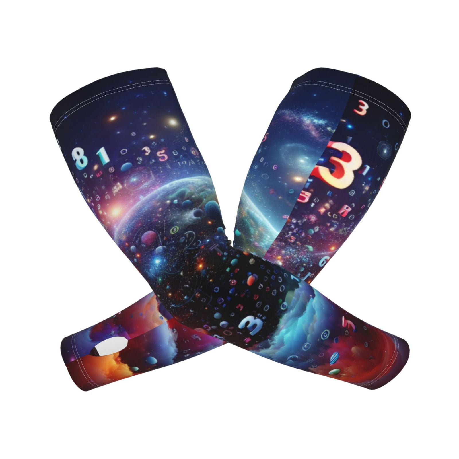 Qekee Outer Space Floating Numbers And Letters print Arm Sleeves ...