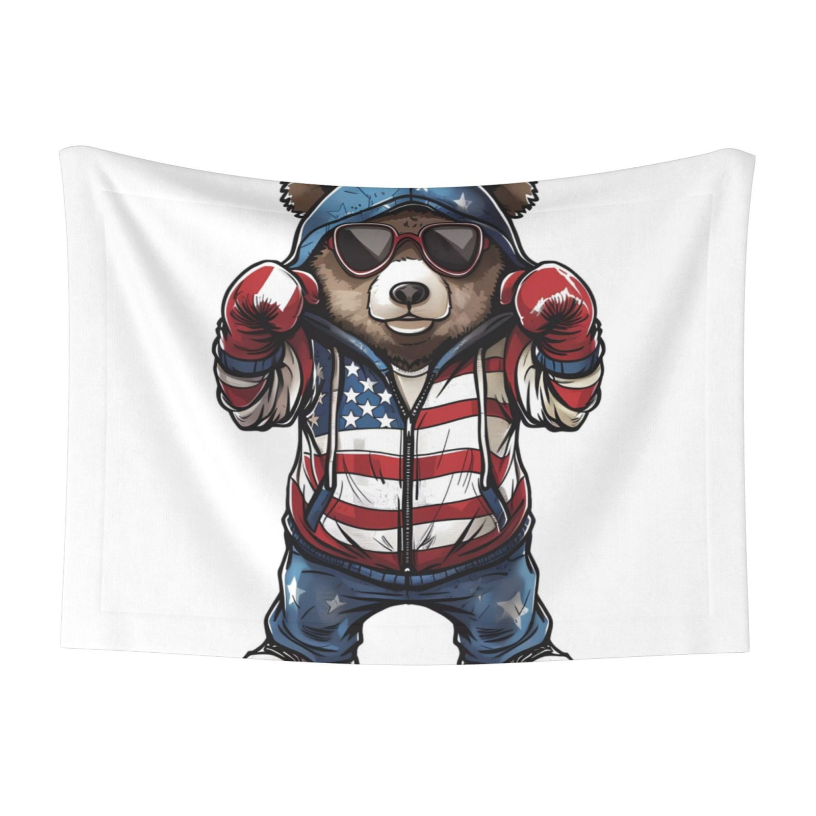 Qekee Patriotic Boxing Bear Art Print Pet Blankets Super Soft Fluffy