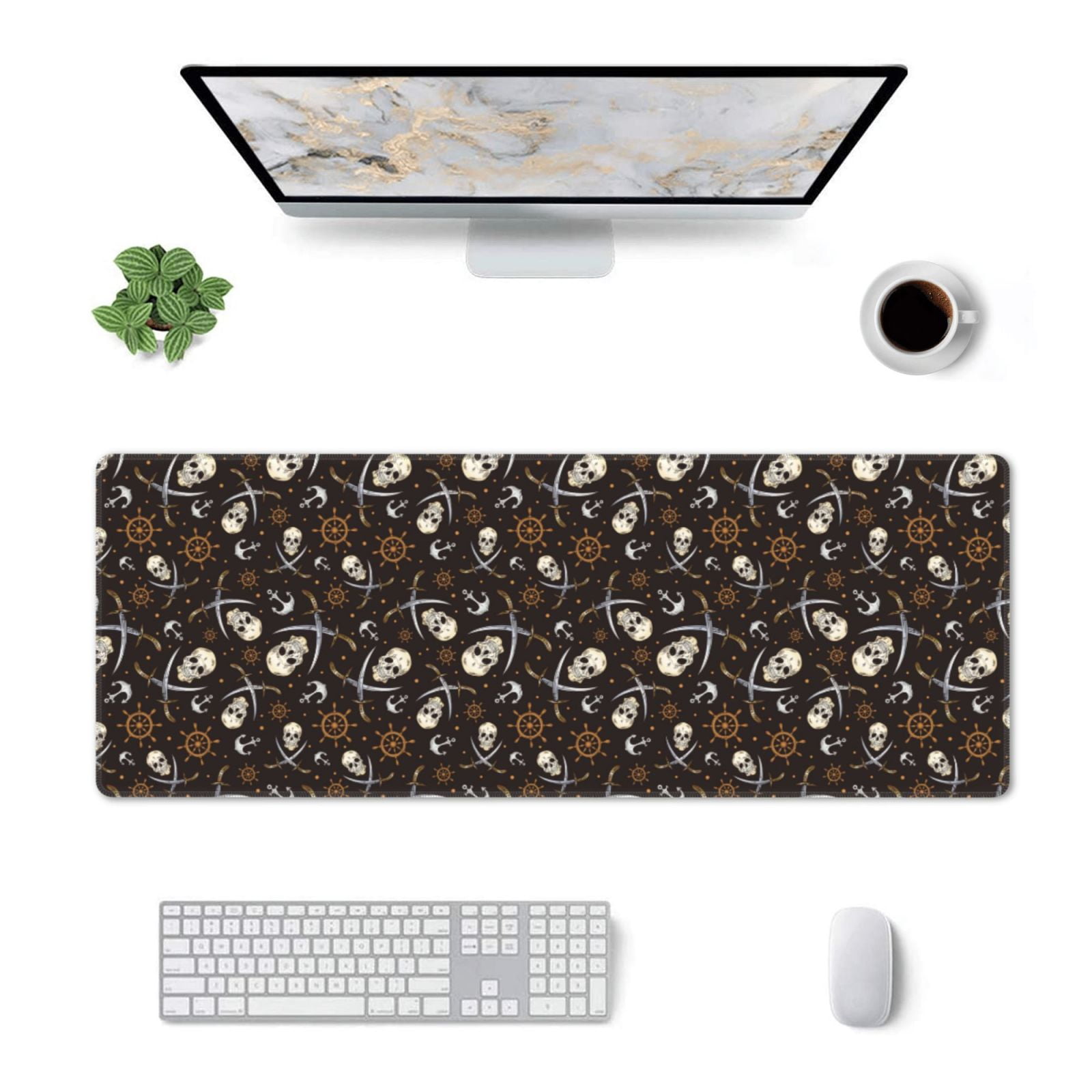 Qekee Pirate Skulls Print Mouse Pad,Desk Pad Protector,Office Desk Mat ...