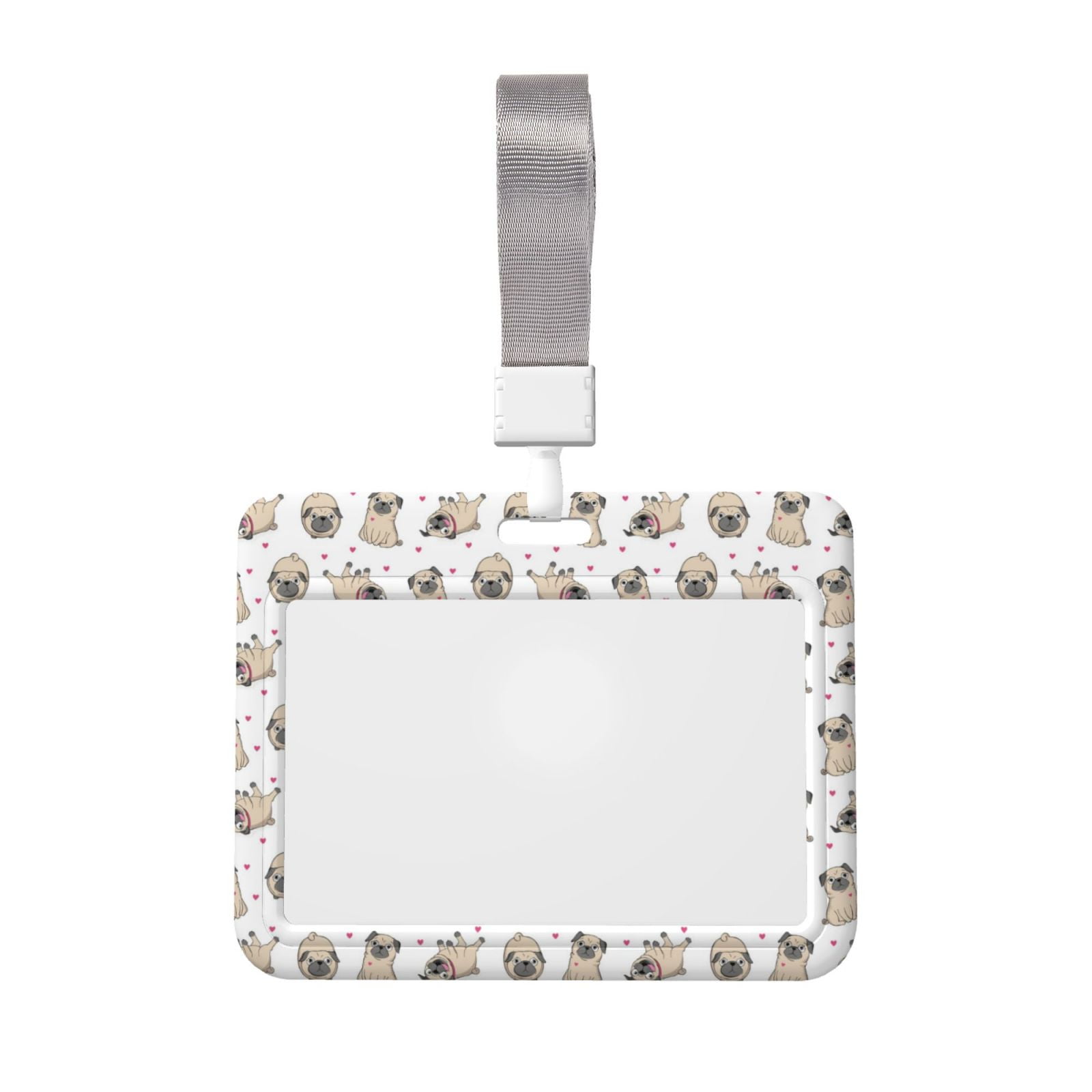 Qekee Pugs Print Card Badge Holder,Clear Name Tag ID Card Protector ...