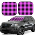 thumbnail image 1 of Qekee Purple Black Buffalo Plaid Foldable Car Sun Shade - 2-Pack, Car Windshield Sunshades, Foldable - Medium, 1 of 7