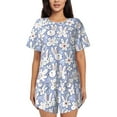 thumbnail image 1 of Qekee Rabbit And Floral Women's Pajama Set Short Sleeve Sleepwear Summer Home Wear with Pockets Soft Short Sleeve Shirt - Rabbit And Floral, 1 of 9