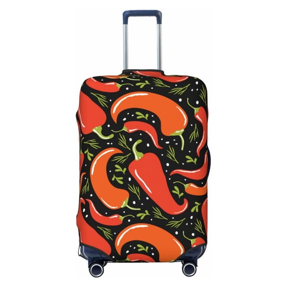 Qekee Red Hot Chili Elastic Luggage Cover, Double-sided Print, Invisible Zipper, for Travel, Business, Daily - Small
