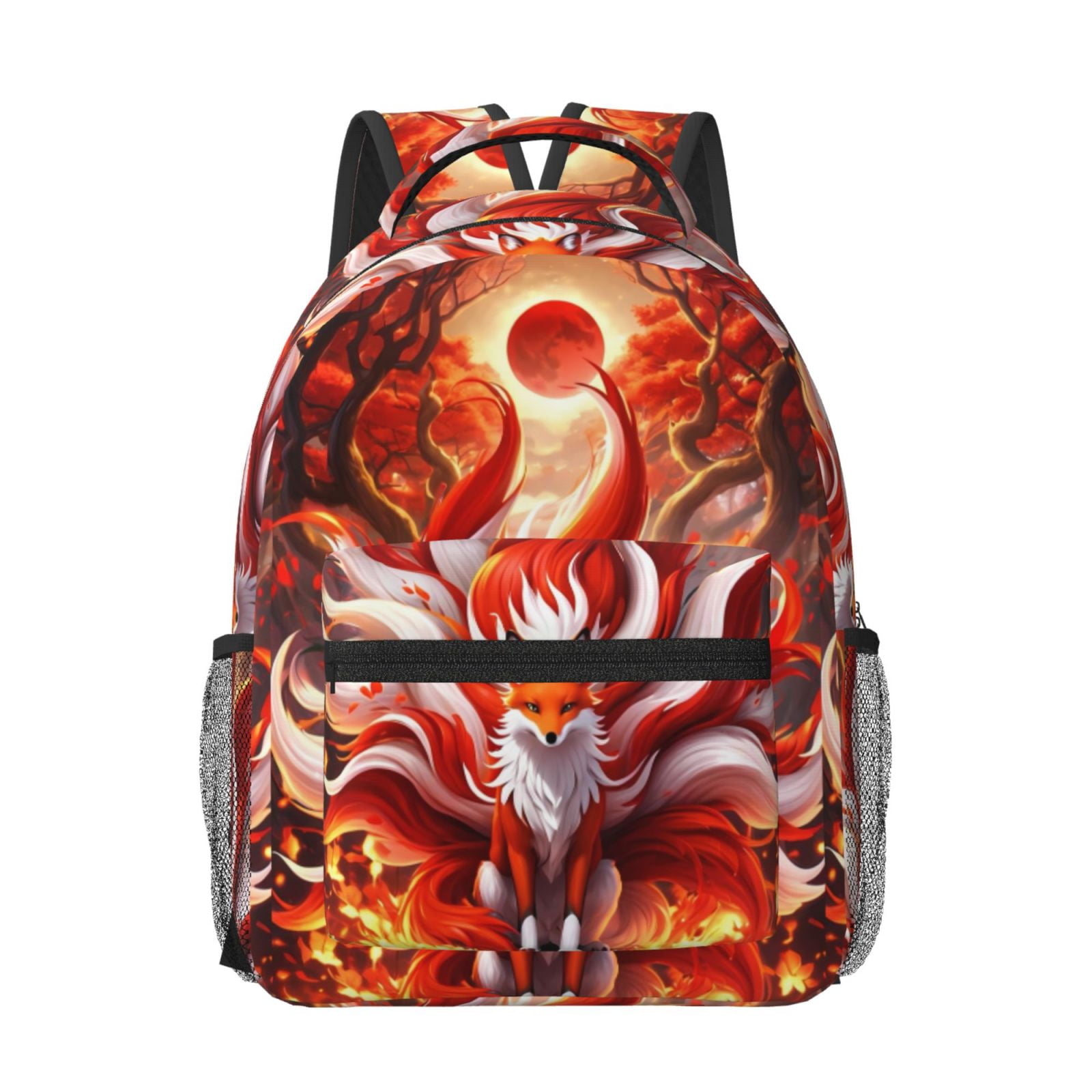 Qekee Red Sun Flame Fox Travel Backpack is a spacious, stylish computer ...