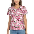 thumbnail image 1 of Qekee Rose Rabbit for Women's V Neck T Shirts Half Sleeve Tops Summer Tees-XX-Large, 1 of 5