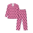 thumbnail image 1 of Qekee Rose red polka dots Print Men's Pajama Sets, PJS Long Sleeve Sleepwear 2 PCS Button Down Lounge Set,Men's Long Sleeve Pajama Set-Large, 1 of 7