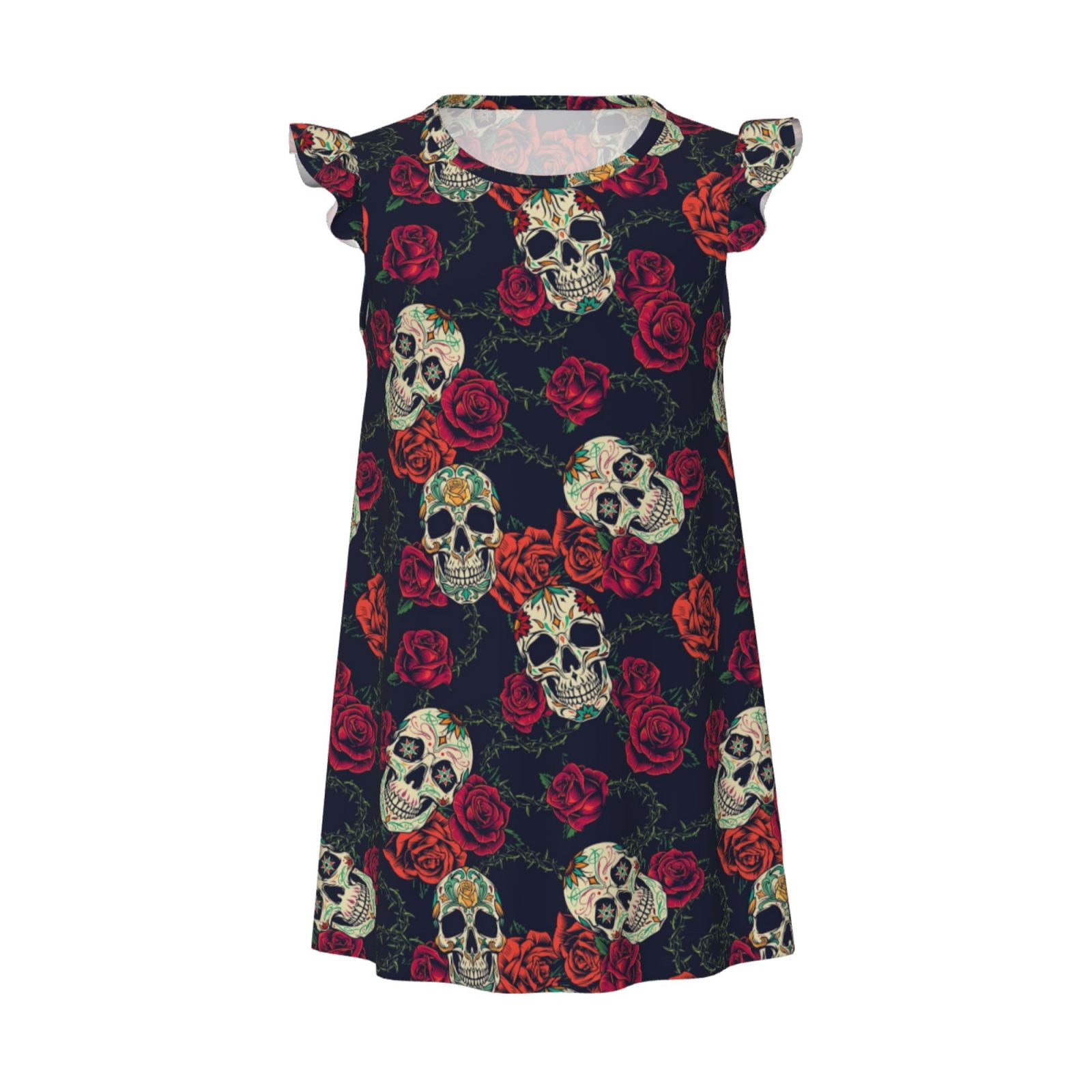 Qekee Roses Skulls for Girls Nightgowns, Princess Pajama Dresses for ...