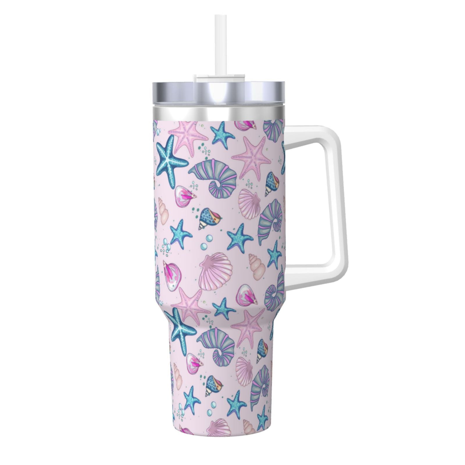 Large Shell Keep Qekee Sea Shells 3 Print 40 OZ Large Capacity Ice Bully Cup With Handle ...