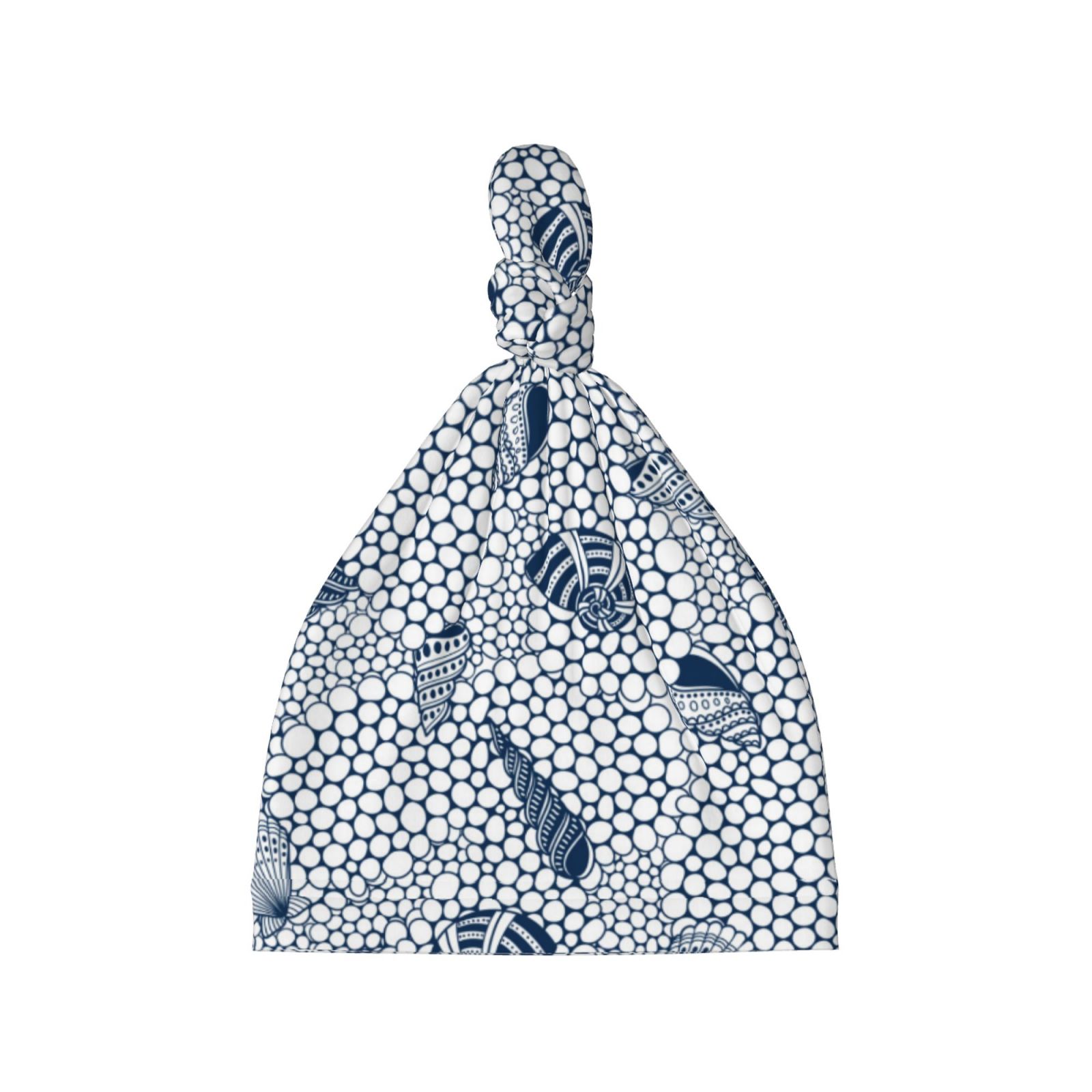 Qekee Shells And Sand Print Newborn Baby Hospital Hat for Boy/Girl