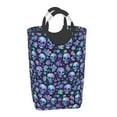 Qekee Skull purple flower Print Laundry Basket, Laundry Hamper