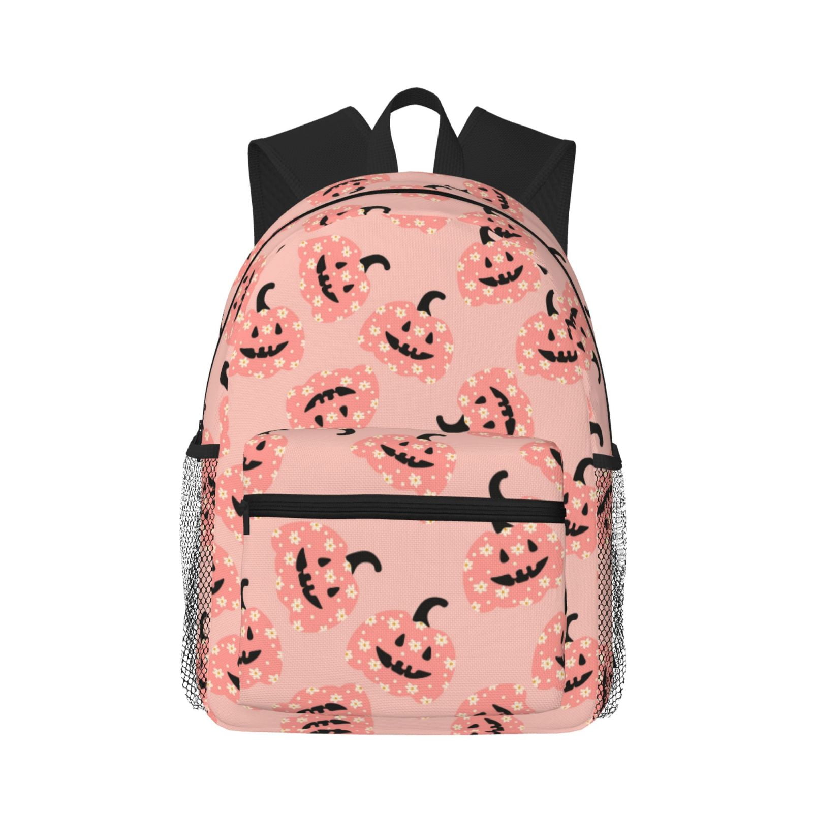 Qekee Smiling Pink Pumpkins print Backpack for Men and Women Basic