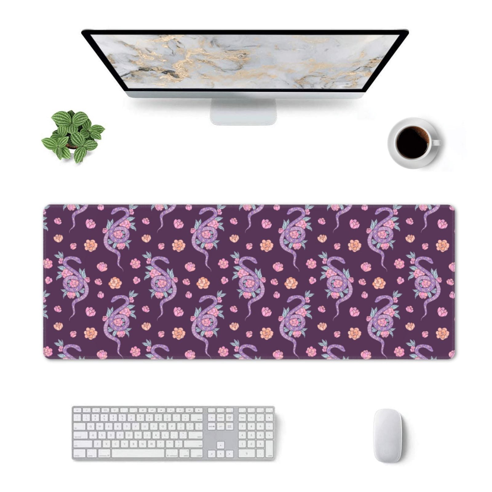 Qekee Snake And Flower Print Mouse Pad,Desk Pad Protector,Office Desk ...