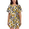 thumbnail image 1 of Qekee Snake And Rose Women's Pajama Set Short Sleeve Sleepwear Summer Home Wear with Pockets Soft Short Sleeve Shirt - Snake And Rose, 1 of 1