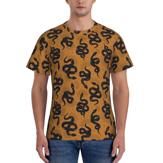 Qekee Snake Classic Fit T-Shirt Men's Shirt Men's Tight Short Sleeves for Exercise, Running, Mountaineering - Snake