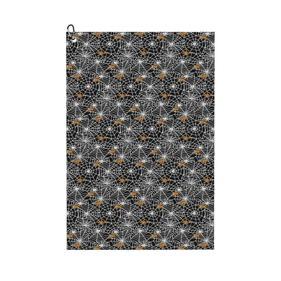 Qekee Spider Cobweb for Golf Towel - Includes Towel Clip for Golf Bags & Clubs, Golf Cleaning Cloth for Golf Balls