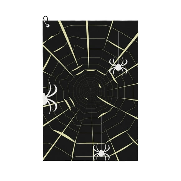 Qekee Spiders On The Web for Golf Towel - Includes Towel Clip for Golf Bags & Clubs, Golf Cleaning Cloth for Golf Balls