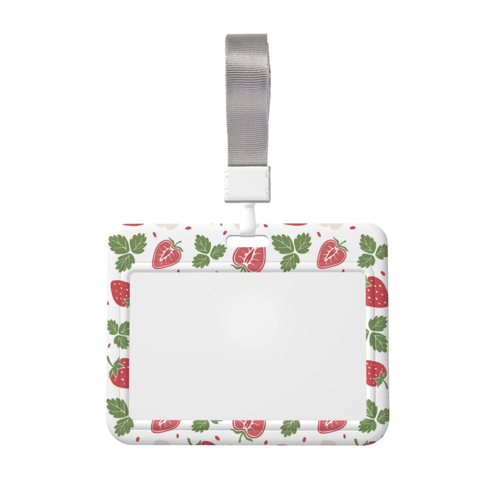 Qekee Strawberry Print Card Badge Holder,Clear Name Tag ID Card ...