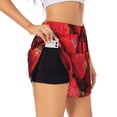 thumbnail image 1 of Qekee Strawberry Red for 2 in 1 Flowy Running Shorts for Women High Waisted Gym Tennis Shorts Double Layer Shorts with Pocket, 1 of 1