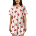 thumbnail image 1 of Qekee Strawberry Women's Pajama Set Short Sleeve Sleepwear Summer Home Wear with Pockets Soft Short Sleeve Shirt - Strawberry, 1 of 9