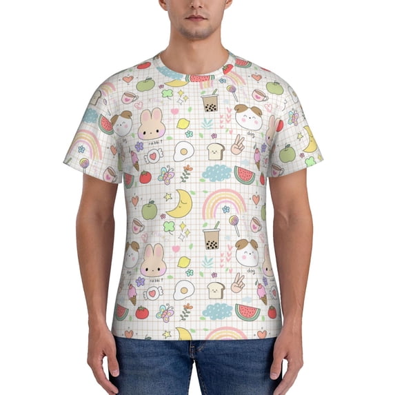 Qekee Summer Rabbit Classic Fit T-Shirt Men's Shirt Men's Tight Short Sleeves for Exercise, Running, Mountaineering - Summer Rabbit