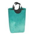 Qekee Teal Turquoise1 Print Laundry Basket, Laundry Hamper, Collapsible