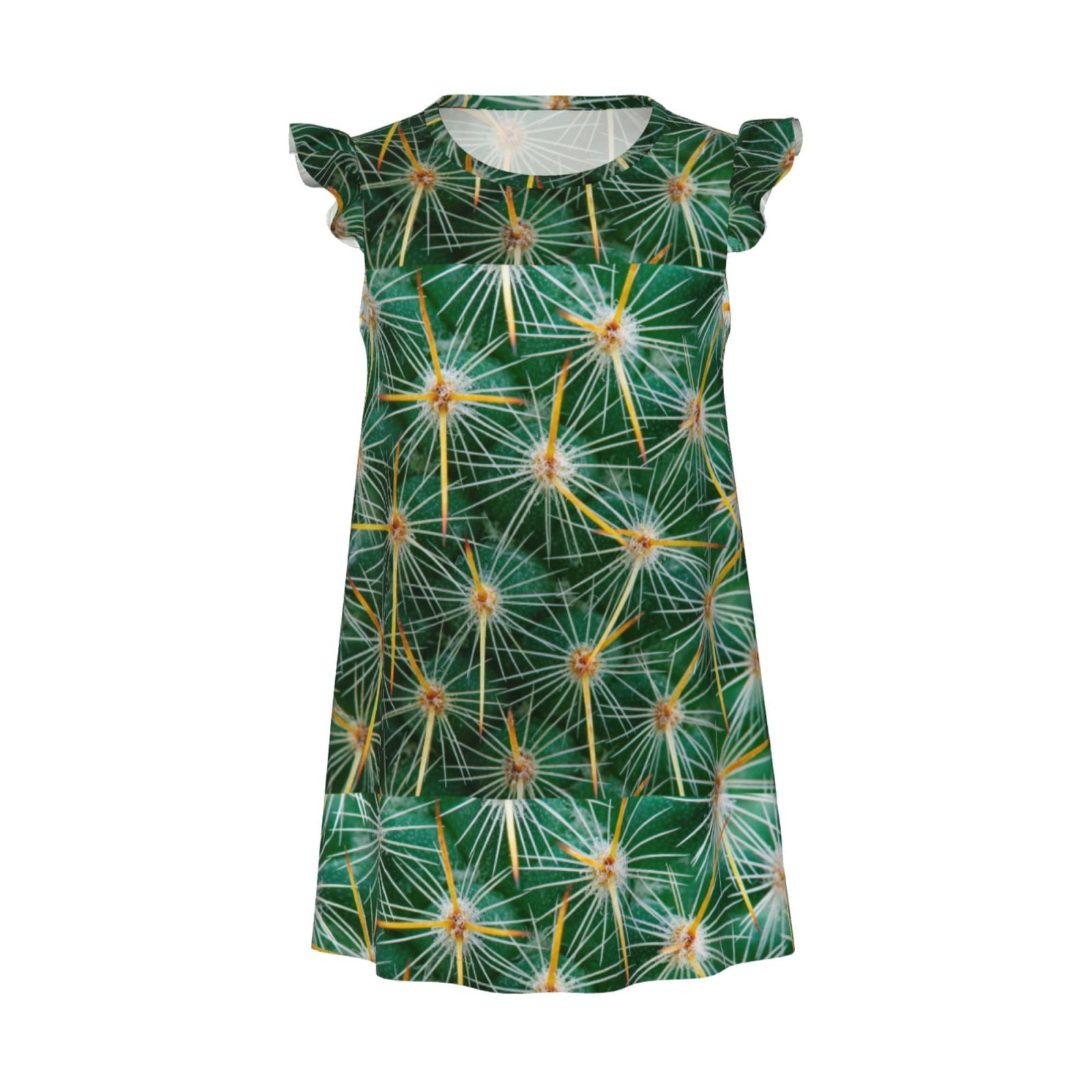 Qekee Thorns Of Macro Cactus for Girls Nightgowns, Princess Pajama
