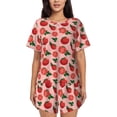 thumbnail image 1 of Qekee Tomatoes Women's Pajama Set Short Sleeve Sleepwear Summer Home Wear with Pockets Soft Short Sleeve Shirt - Tomatoes, 1 of 9