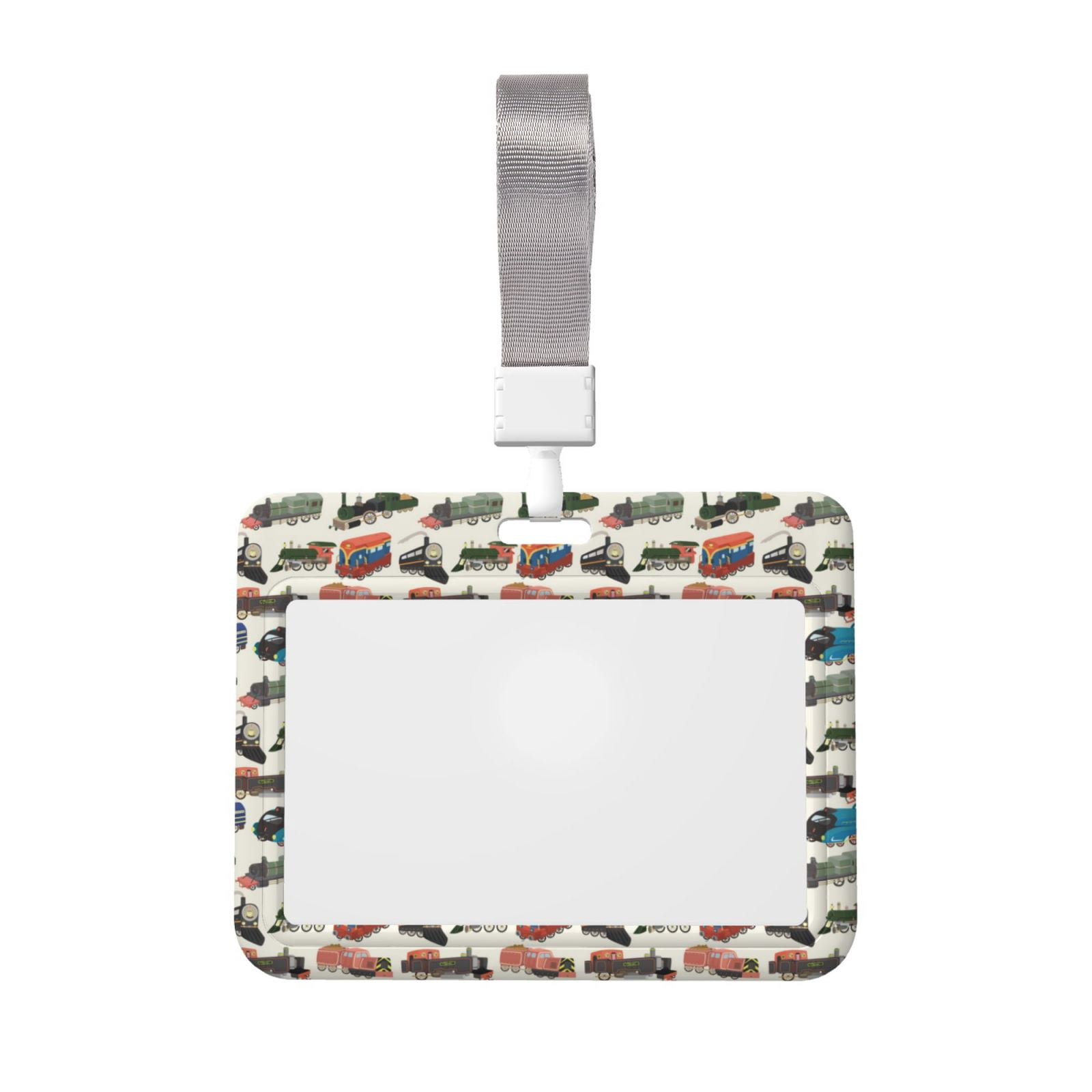 Qekee Train Print Card Badge Holder,Clear Name Tag ID Card Protector ...