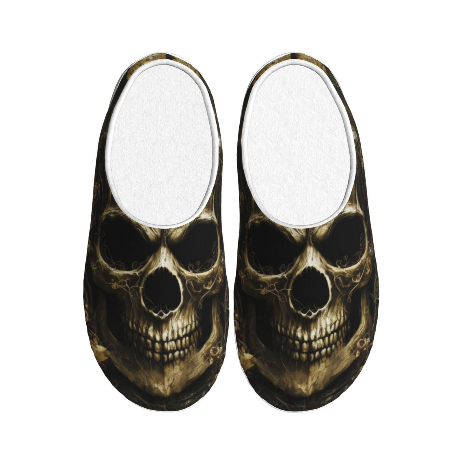 Skeleton Floral Rose Sugar Skull Girly Pattern Print Premium Home Slippers