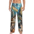 thumbnail image 1 of Qekee Whimsical Cats Night Cafe Pattern Men's Straigh Pajama Pant，Lounge Pants,Comfy Sleepwear-XX-Large, 1 of 6