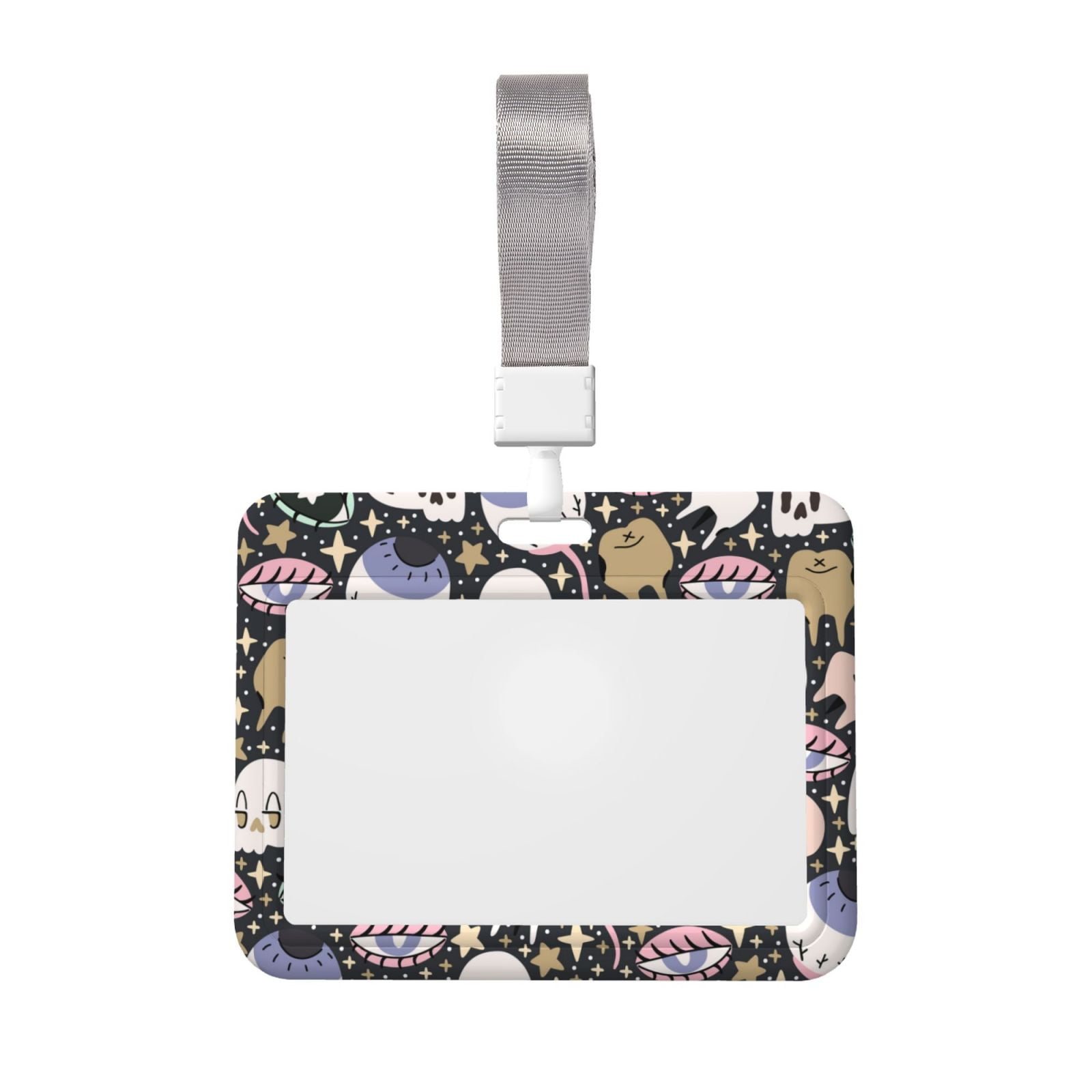 Qekee cartoon cute Skull star Print Card Badge Holder,Clear Name Tag ID ...