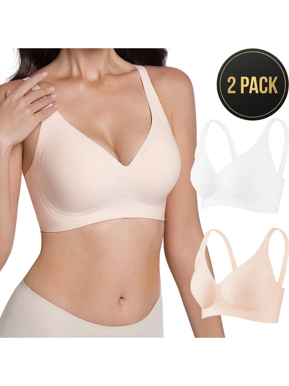 Women's Jelly Gel Bra, Seamless Wireless Full-Coverage T-Shirt Bra with Gentle Lift, Wirefree Everyday Support, S-3XL Qeldulk