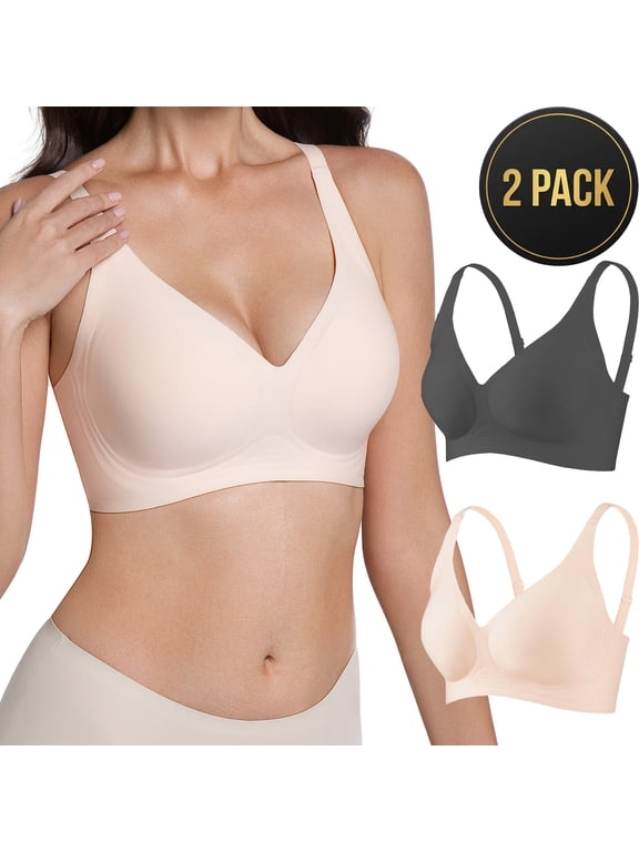 Women's Jelly Gel Bra, Seamless Wireless Full-Coverage T-Shirt Bra with Gentle Lift, Wirefree Everyday Support, S-3XL Qeldulk