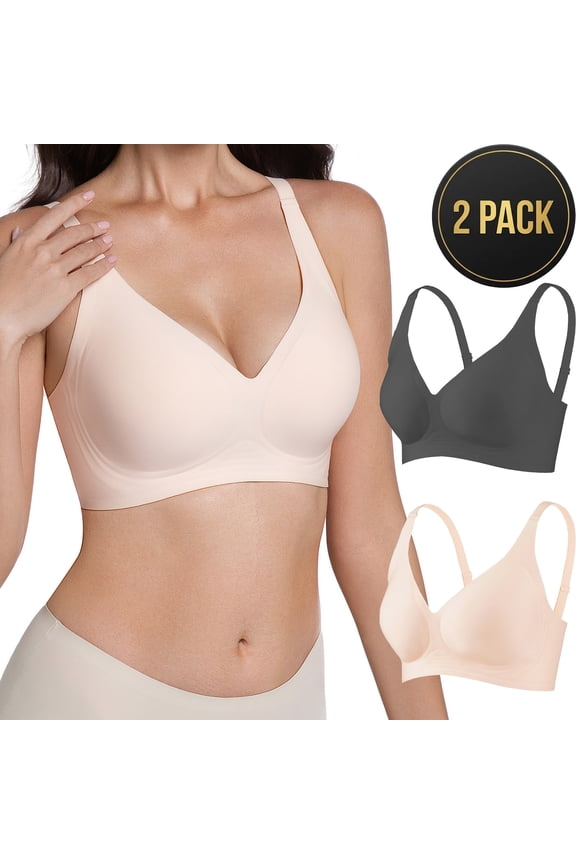 Women's Jelly Push Up Bra, Seamless Wireless Bra, Comfortable Full Coverage Wirefree T-Shirt Bra Qeldulk