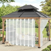 Qelus Outdoor Sheer Curtains for Patio Waterproof, 100in Wide Sheer Curtain Top & Bottom Grommet Windproof Outdoor Curtain for Porch Yard, 1 Panel, White