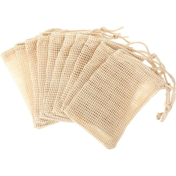 QenASHaing 10 PCS Soap Bags Natural Sisal Soap Saver for Foaming and Drying Bubble Mesh Soap Scrubber Pouch Handmade Cotton Bag with Drawstring Body Facial Cleaning Bath Shower Tool