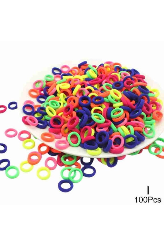 100-Pack Nylon Hair Loops in Assorted Colors, Cute Stretchable Accessories for Daily Wear, for Girls Teens Birthday Party Gift Bags