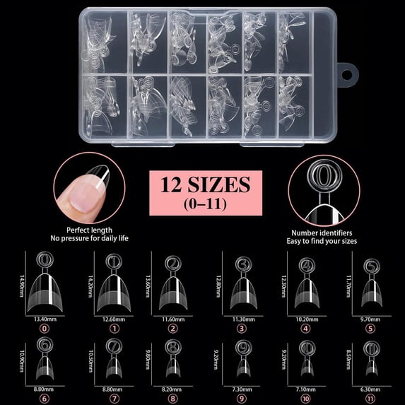QenASHaing 120Pcs Nail Tips, Professional Soft Gel Press on Nails with Half Matte 12 Sizes Acrylic Fake Tips for Gel Polish & Dip Powder DIY Home Manicure