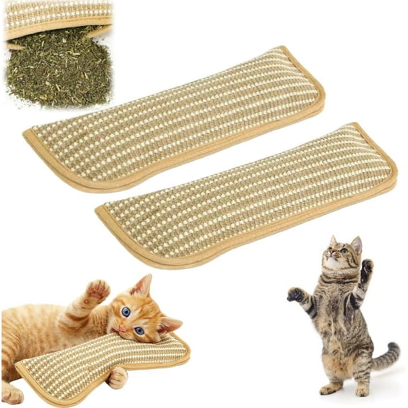 QenASHaing 2 Pack Catnip Kicker Pillow, 3 Inches Catnips Pillows, Catnips Toys, Sisal Scratching Pad for Kittens Teething, Chewing and Anxiety Relief
