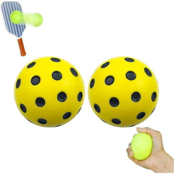 QenASHaing 2Pcs Quiet Pickleball Balls,Silent Foam Pickleballs for Indoor and Outdoor Practice,Noise Reducing Soft Pickleball Practice Balls with 40 Concave Holes