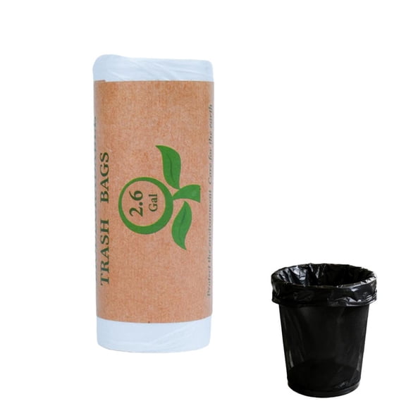 QenASHaing 30-Count 2.6-Gallon Biodegradable Trash Bags, Plant-Based Durable Leak-Resistant for Daily Waste, for Kitchen Bathroom Office Bedroom Small Bins