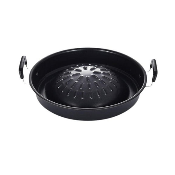 QenASHaing 30 cm Black Iron Grill and Shabu Shabu Pot, Dual-Function Nonstick Cooktop for Interactive Dining, Indoor Kitchen Party and Group Meal Entertaining