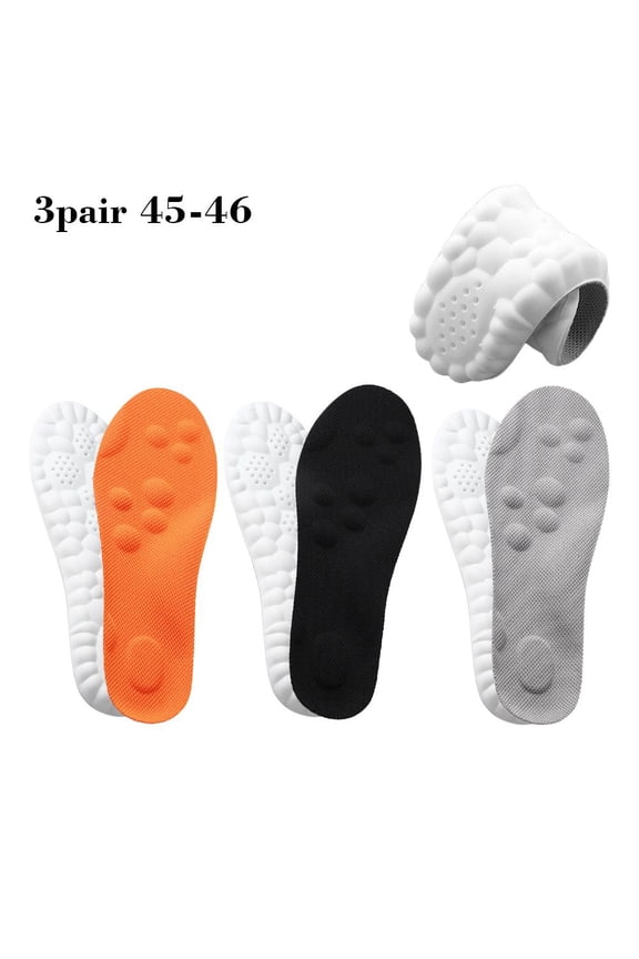 QenASHaing 4D Memory Foam Insoles 3-Pack with Arch Support, Shock Absorbing Cloud-Like Comfort for Plantar Fasciitis Relief, Trim-to-Fit for Sneakers Work Boots