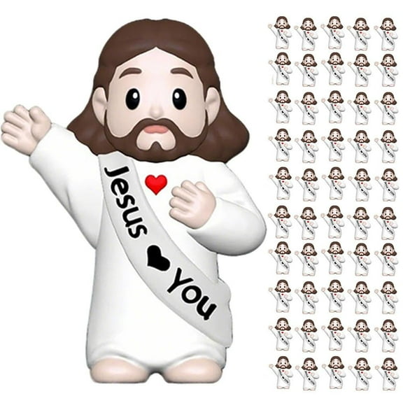 QenASHaing 50 Pcs Little Jesus Figures,Mini Jesus Figurines Tiny Statues for Easter Egg Stuffers to Hide and Seek Sunday School Religious Party Share