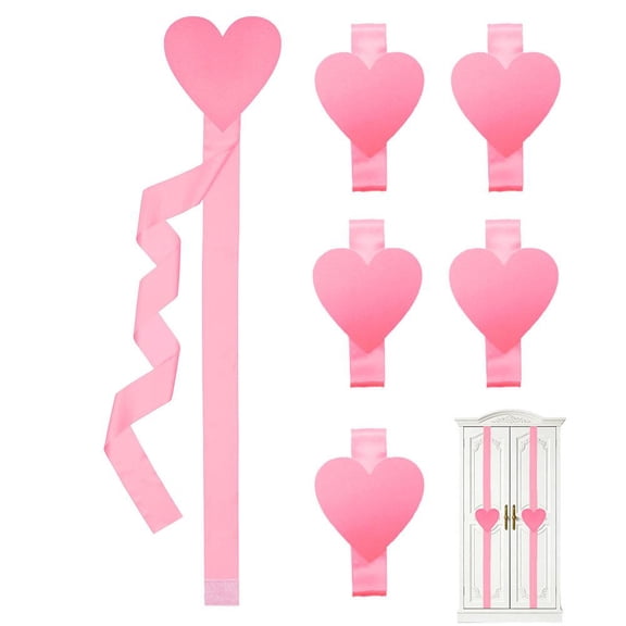 QenASHaing 6 Pieces Heart Shaped Cabinet Ribbons, Valentines Day Large Red Window Ribbon Kitchen Cabinet Ribbon for Xmas Holidays Party Decorations Supplies