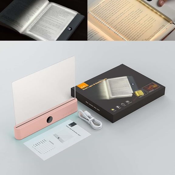 QenASHaing Book Light,Rechargeable Clear LED Flat, Book Lights for Reading in Bed at Night-with 3 Colors & Timer Dimmable Panel Plate Book Lamp Full Page Light